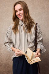 Slowlove Camisa de riscas com gravata Impress&atilde;o
