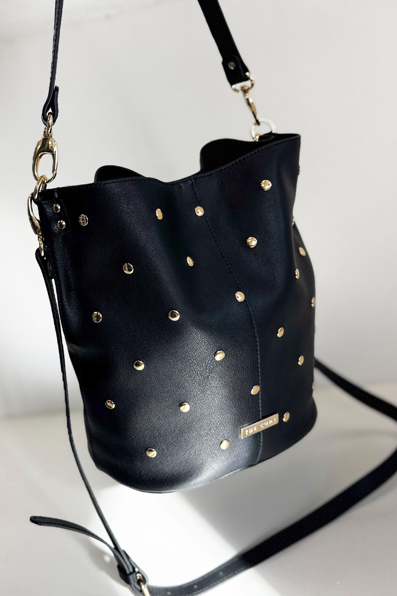 The Code Julieta leather and stud pouch bag Black