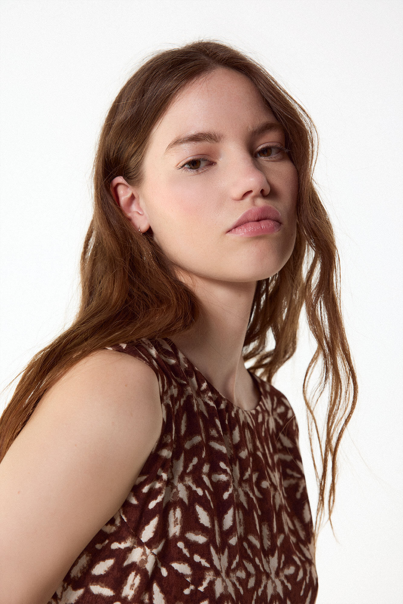Slowlove Printed ruched dress Printed brown