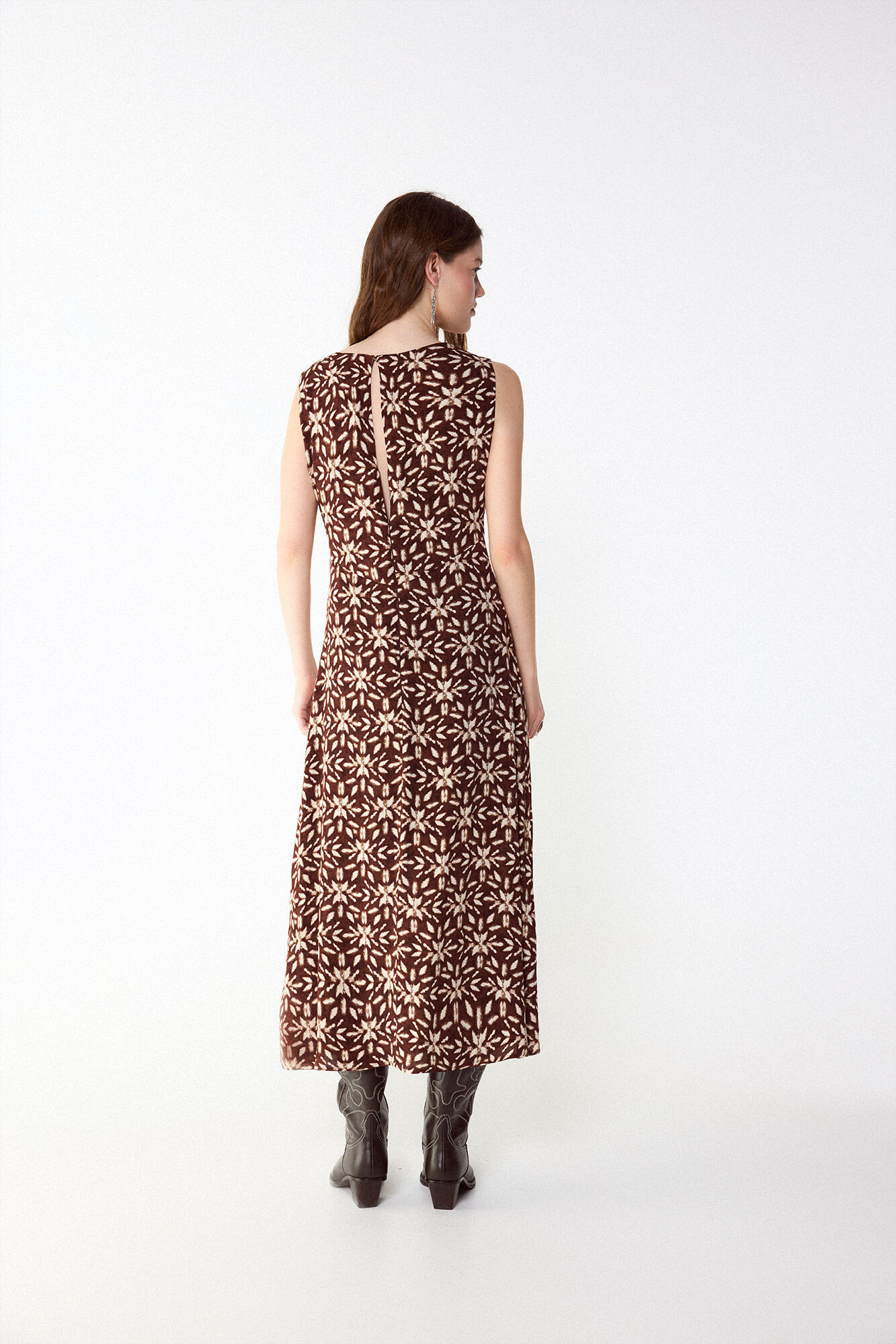 Slowlove Printed ruched dress Printed brown
