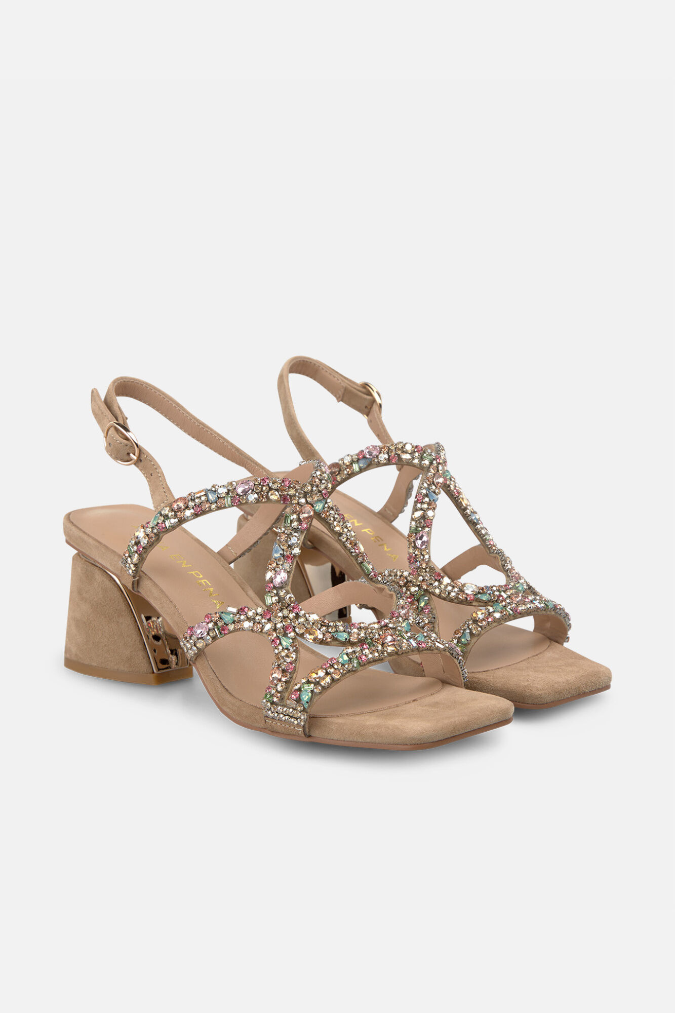Alma en Pena Gemstones thin straps sandal Nude