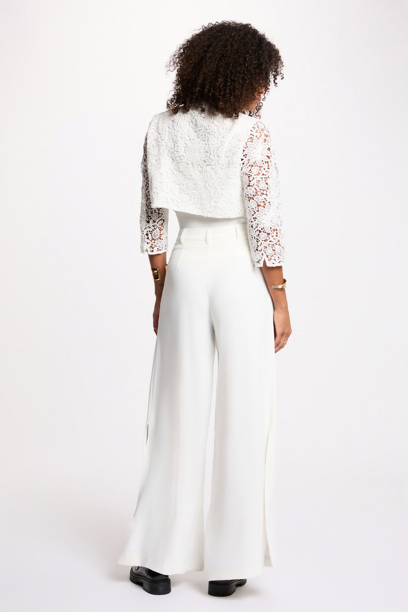 Morgan Bolero de renda cintado Branco