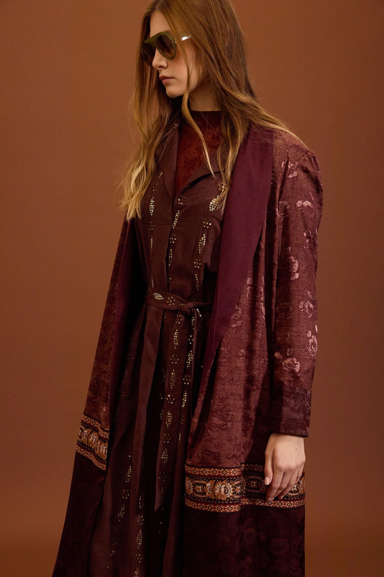Meisie Caftan em jacquard acetinado Granada