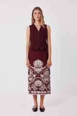 Cortefiel Printed straight skirt Printed red