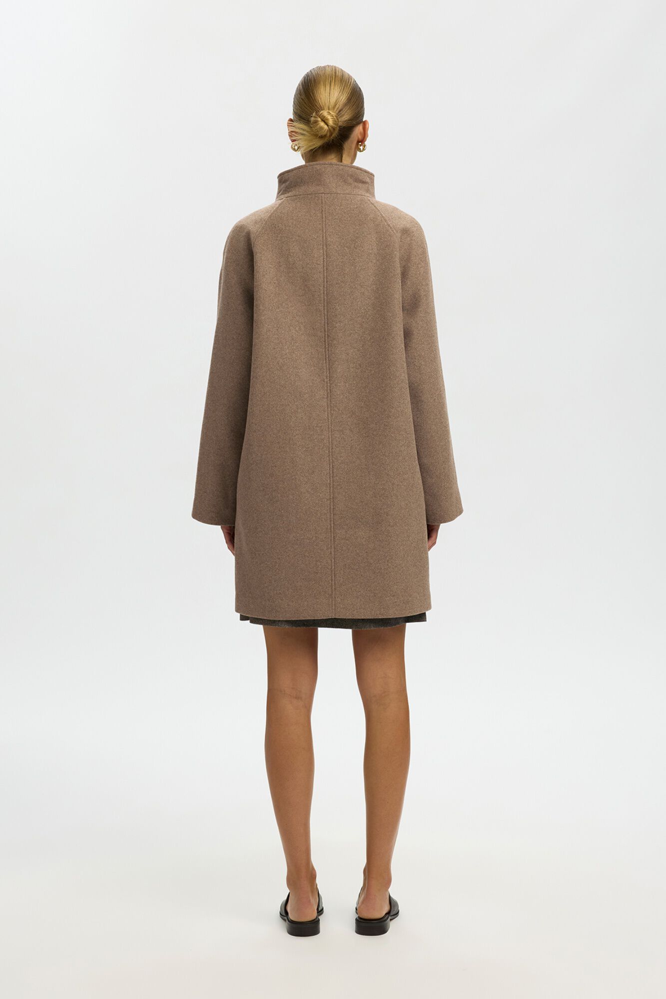 Selected Abrigo cuello alto con lana