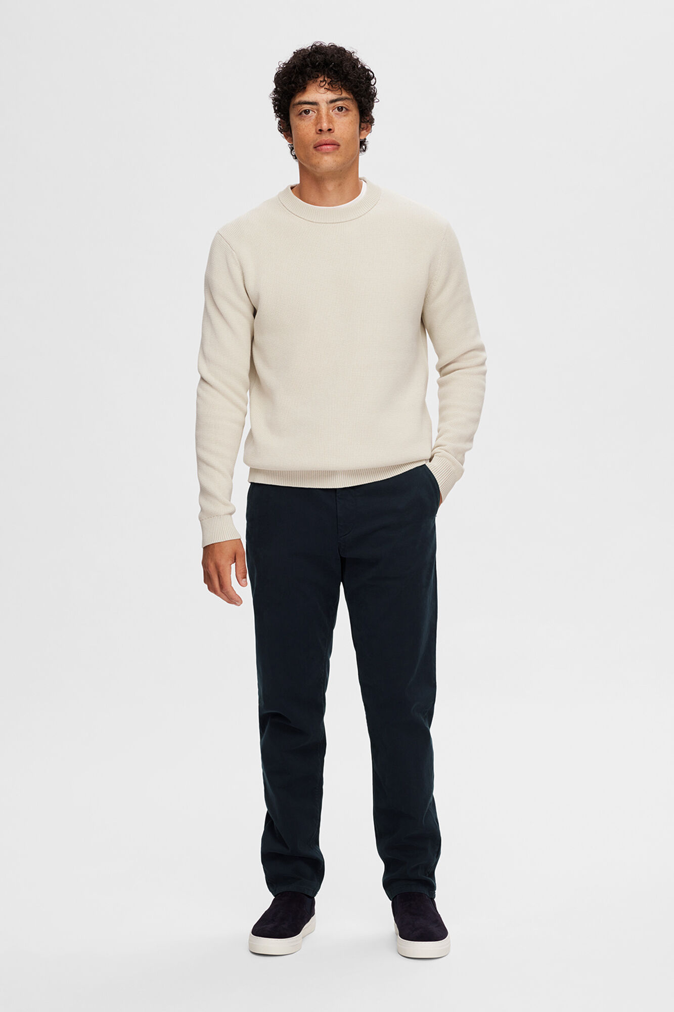 Selected Camisola em estrutura 100% algod&atilde;o org&acirc;nico