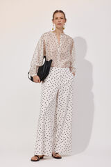 Cortefiel Polka-dots dot palazzo pants Printed white