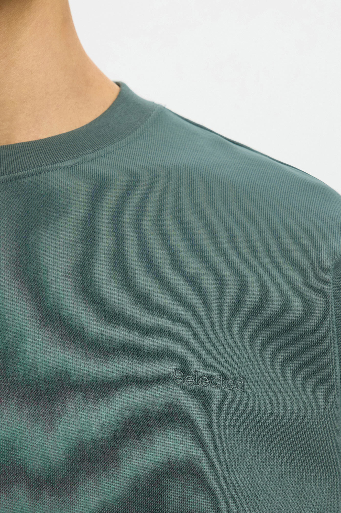 Selected Sweatshirt para homem sem capuz Verde