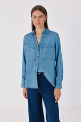 Cortefiel Camisa vaquera tencel Azul