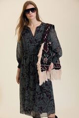 Meisie Floral print chiffon long dress Printed turquoise