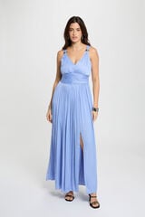 Morgan Vestido comprido com decote em V Azul