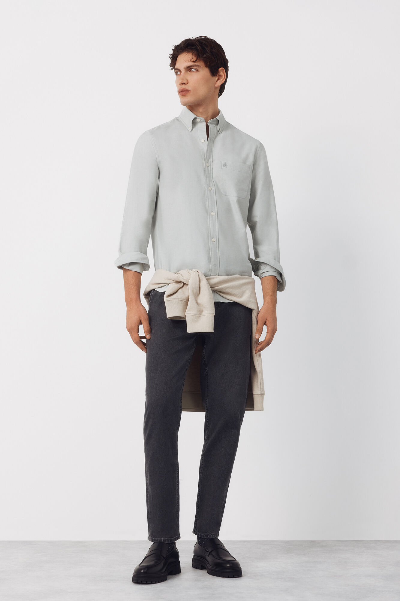Cortefiel Plain Oxford shirt Dark green