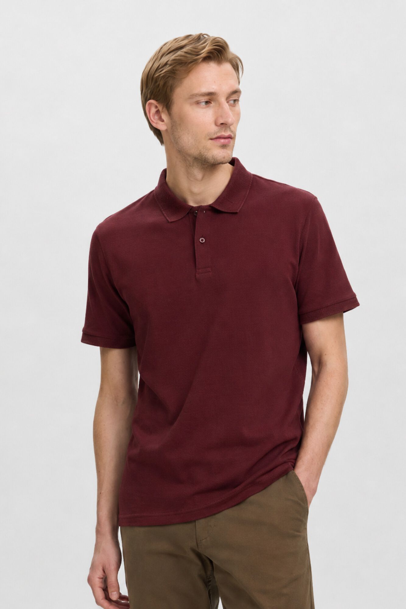 Selected Polo b&aacute;sico em piqu&eacute; Vermelho