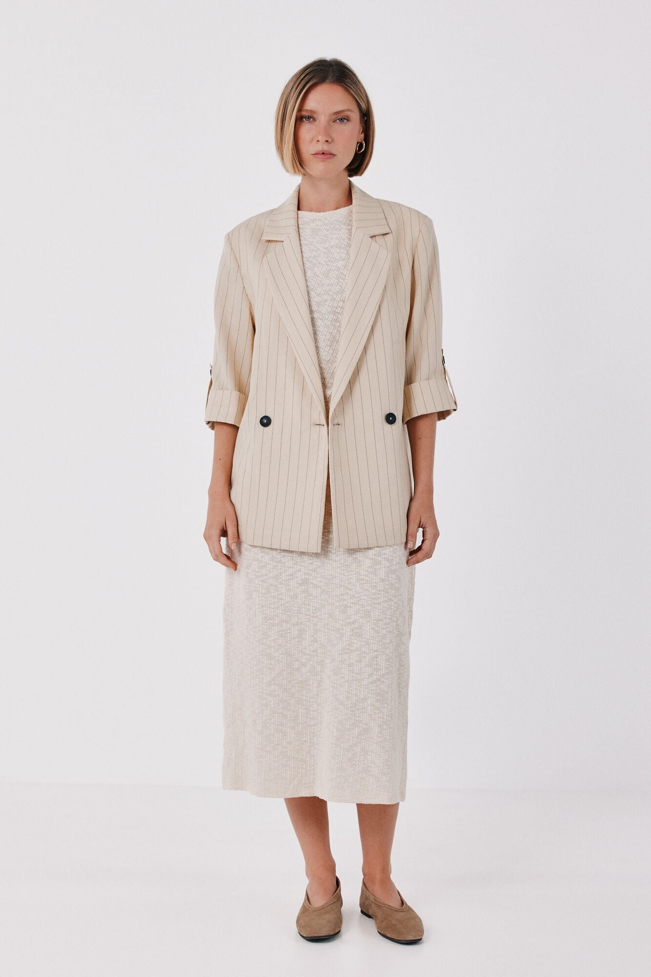 Cortefiel Blazer fluida para mulher Tostado