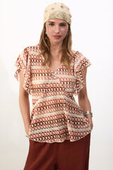 Slowlove Top estrutura multicolor Ecru