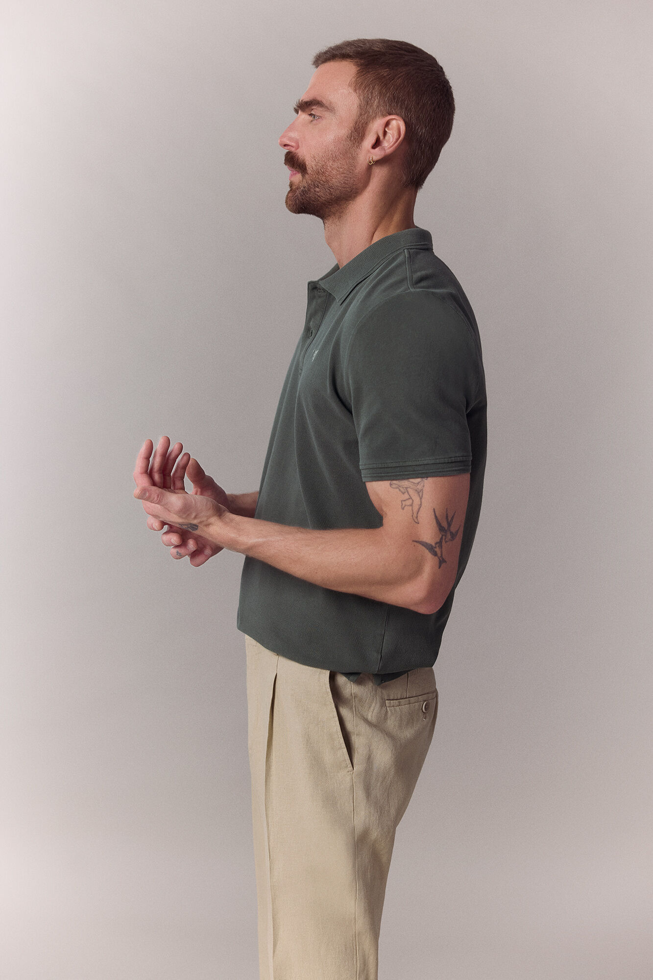 OOTO Piqu&eacute; basic polo shirt Kaki