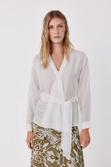 Cortefiel Blusa cruzada leve Branco