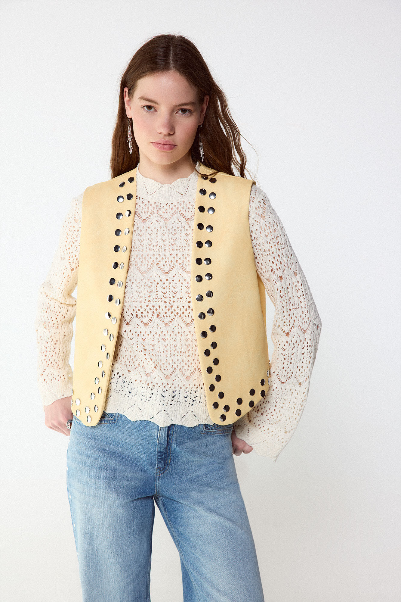 Slowlove Colete com tachas Amarelo