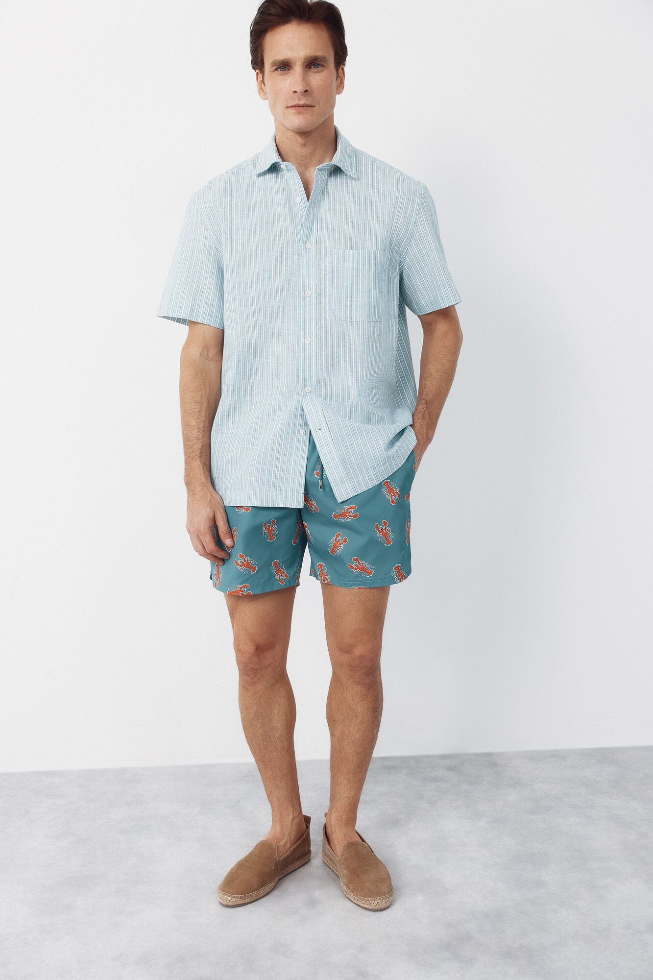 Cortefiel Lobster print swimwear Green