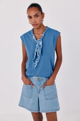 Cortefiel Scarf T-shirt Blue