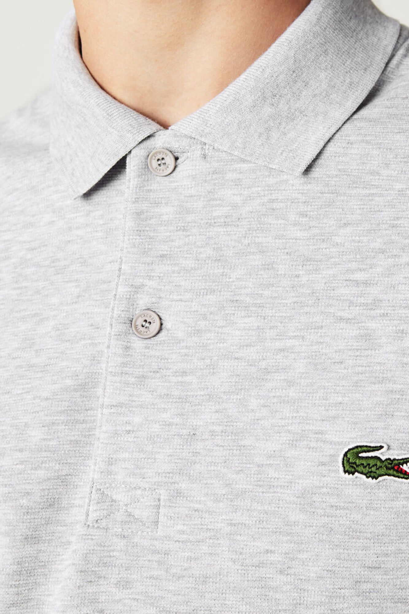 Lacoste Polo con bordado de cocodrilo pespunteado