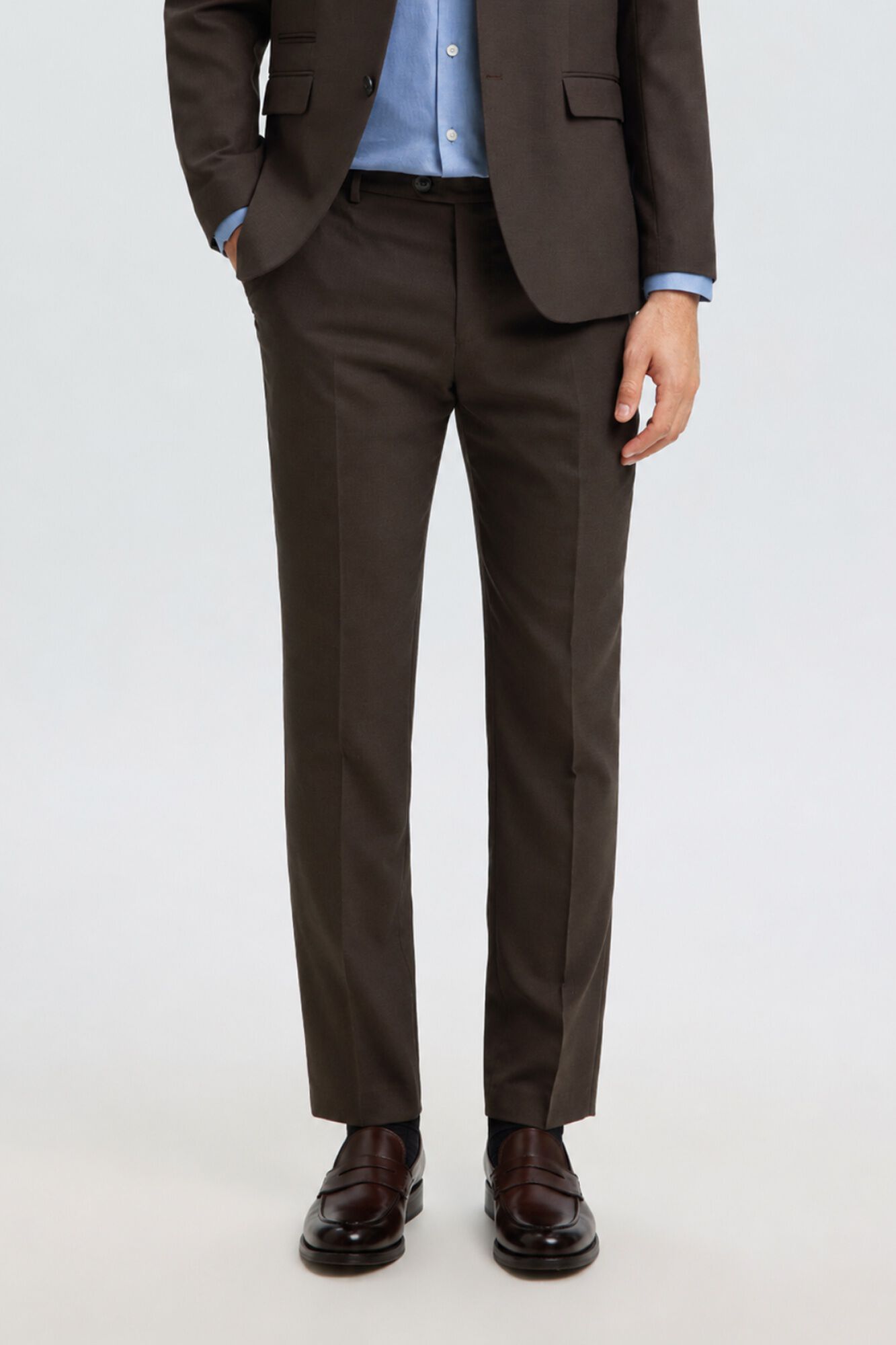 Selected Cal&ccedil;as de fato Slim Fit Castanho