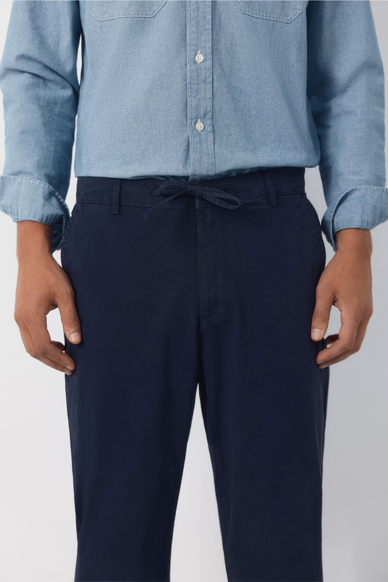Cortefiel Poplin jogger with regular elastic Navy