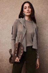 Slowlove Striped structure top Dark grey