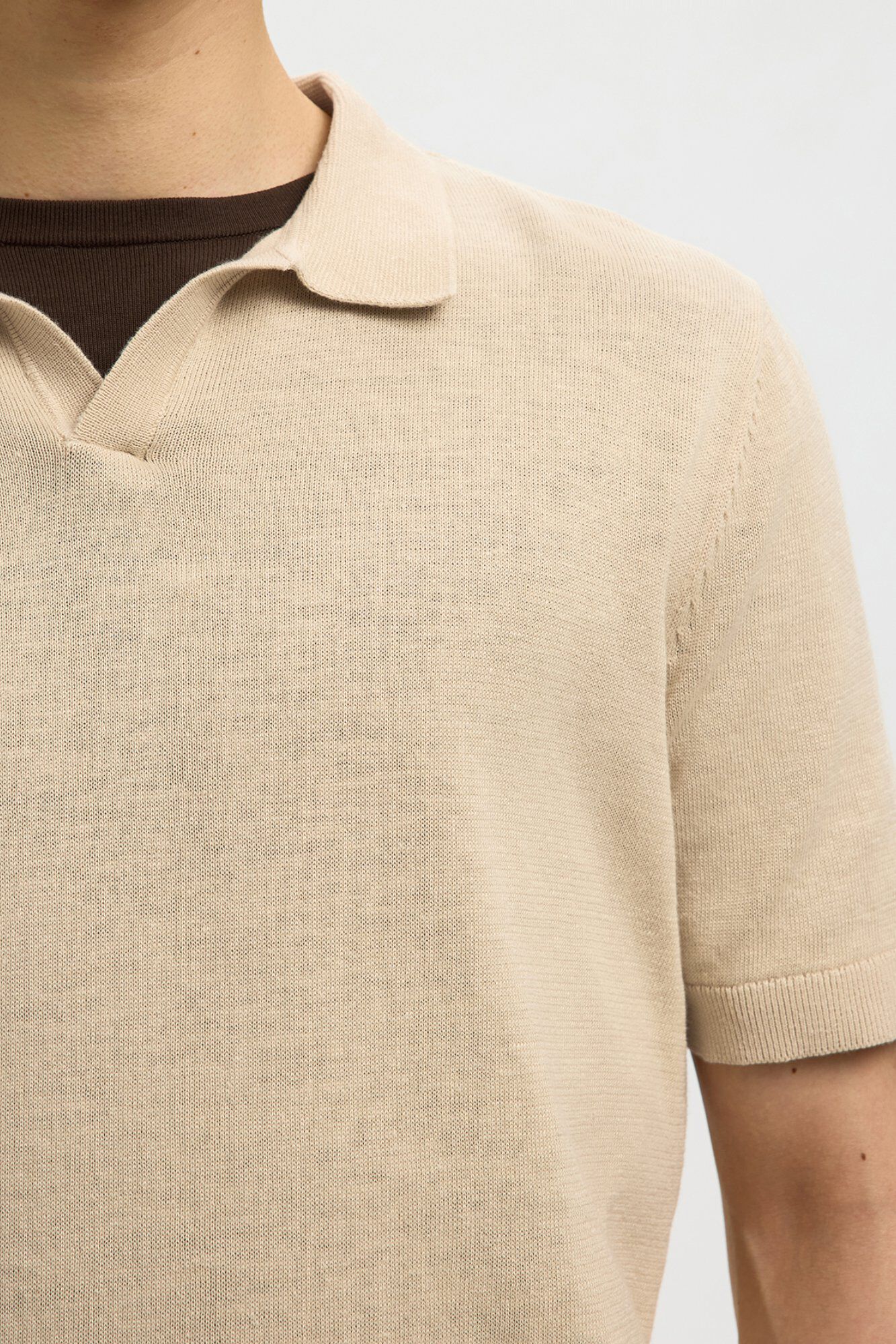 Selected Open-neck knit polo shirt