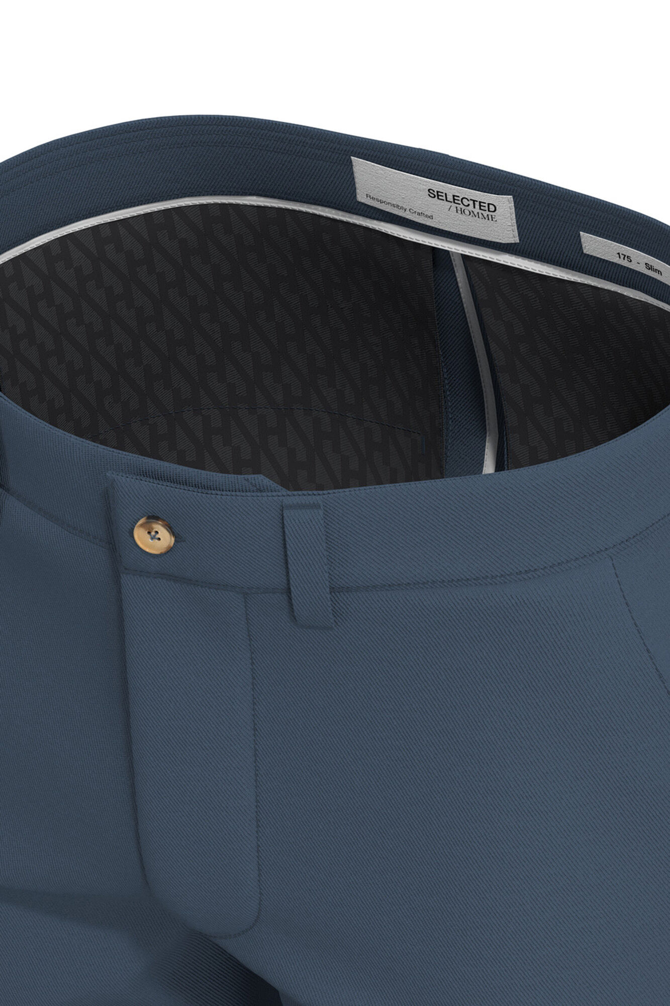 Selected Classic slim fit chinos made with organic cotton Blue