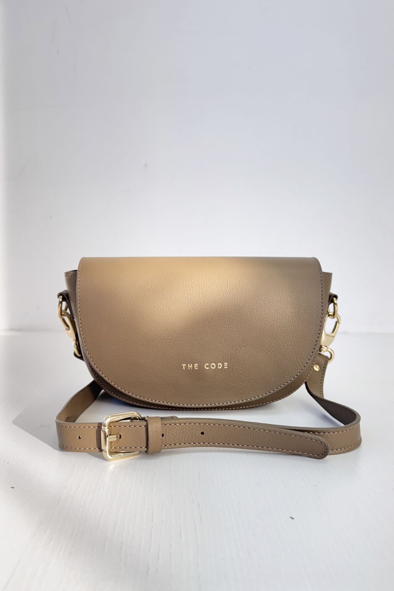 The Code Alma bag in taupe leather  Beige
