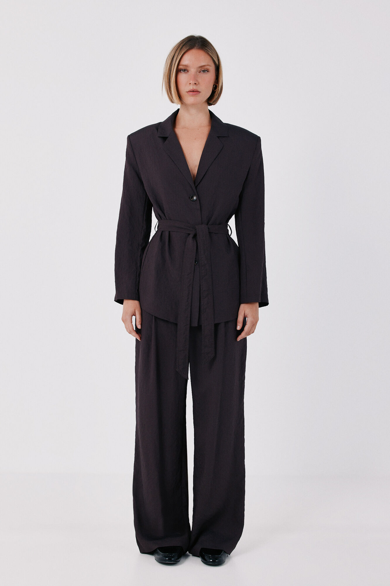 Cortefiel Pinstripe blazer Dark brown