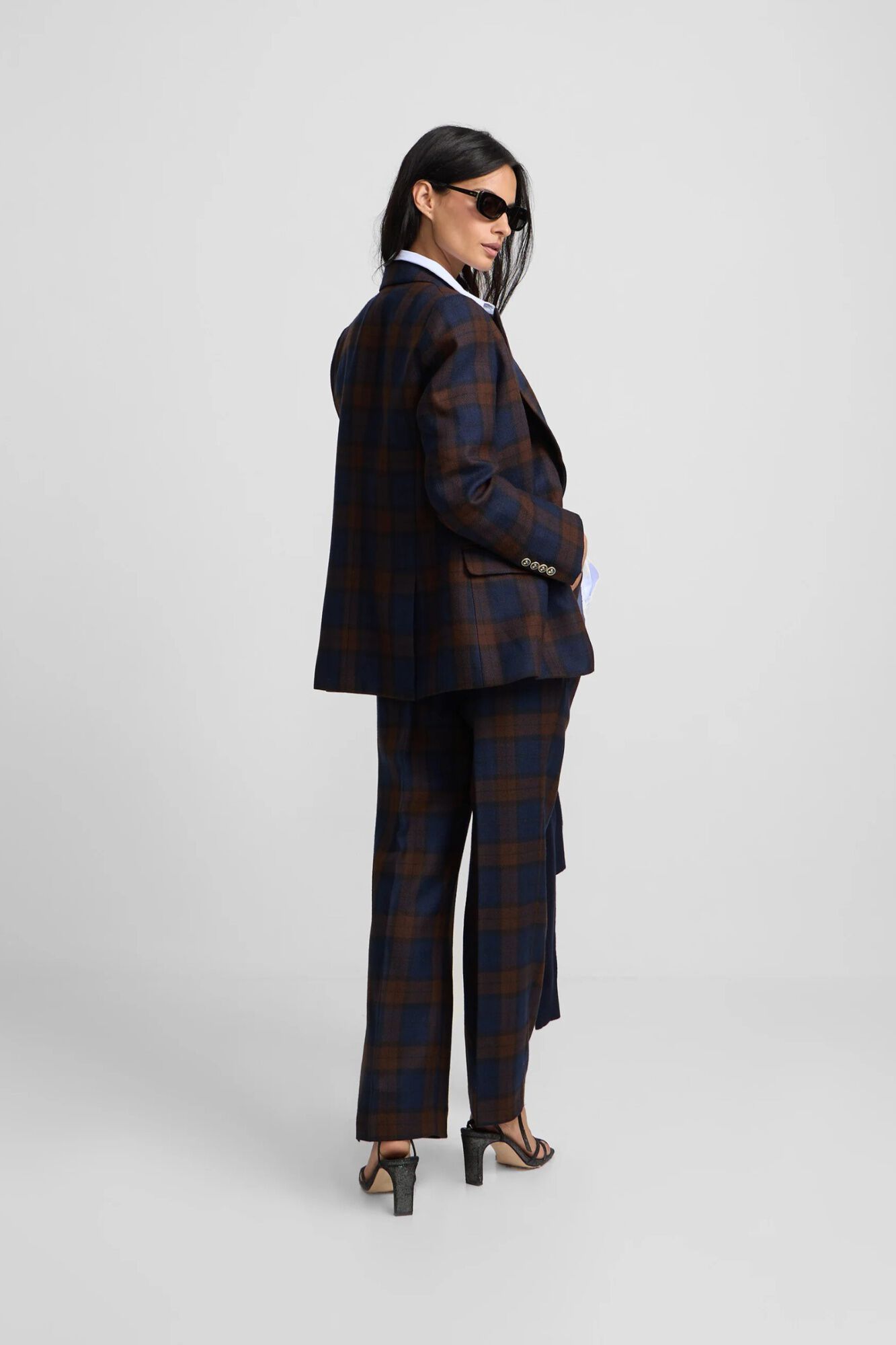 Silbon Blazer cruzado aos quadrados Azul