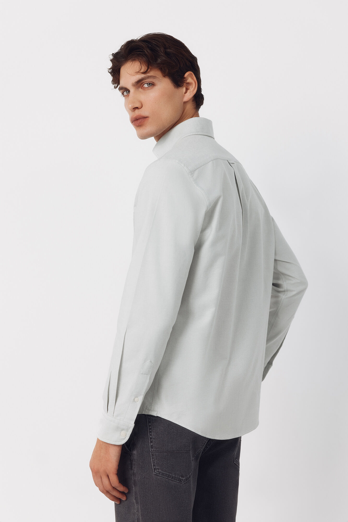 Cortefiel Plain Oxford shirt Dark green
