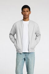 Selected Sweatshirt estilo bomber feito com algod&atilde;o org&acirc;nico Cinzento