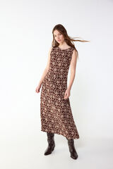 Slowlove Printed ruched dress Printed brown