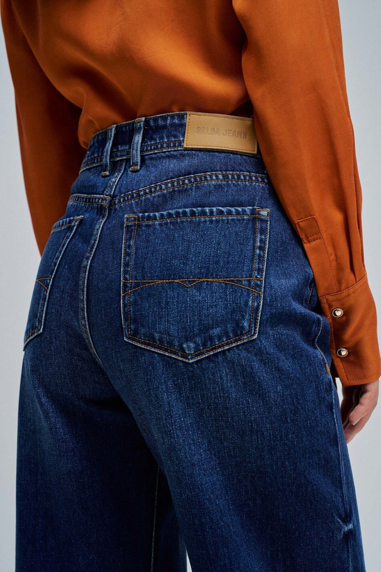 Salsa Jeans Cal&ccedil;a jeans de perna larga com bainha alta Azul