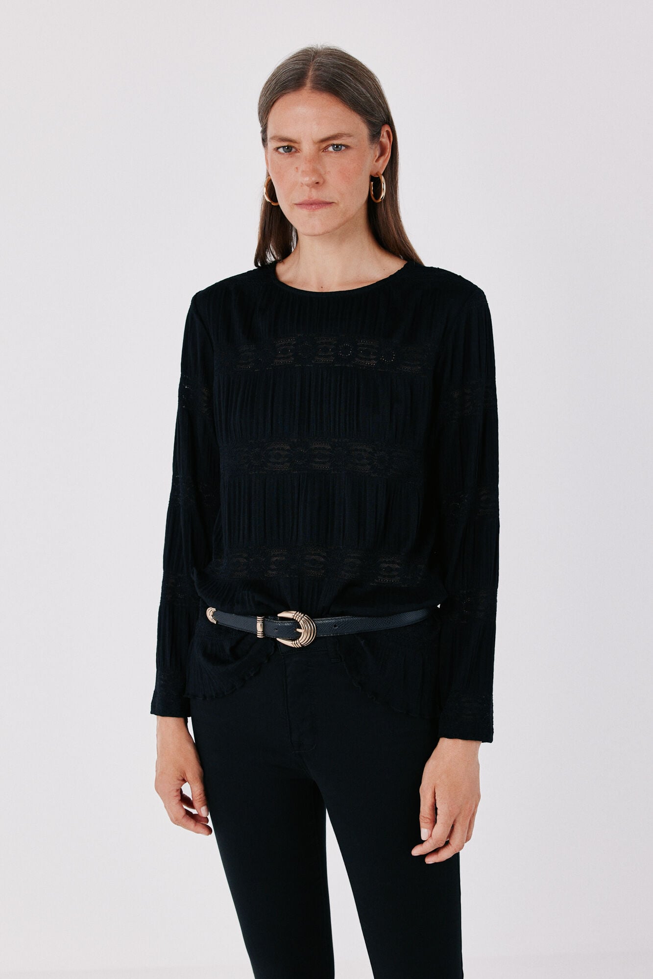 Cortefiel Camiseta fluida floral Negro