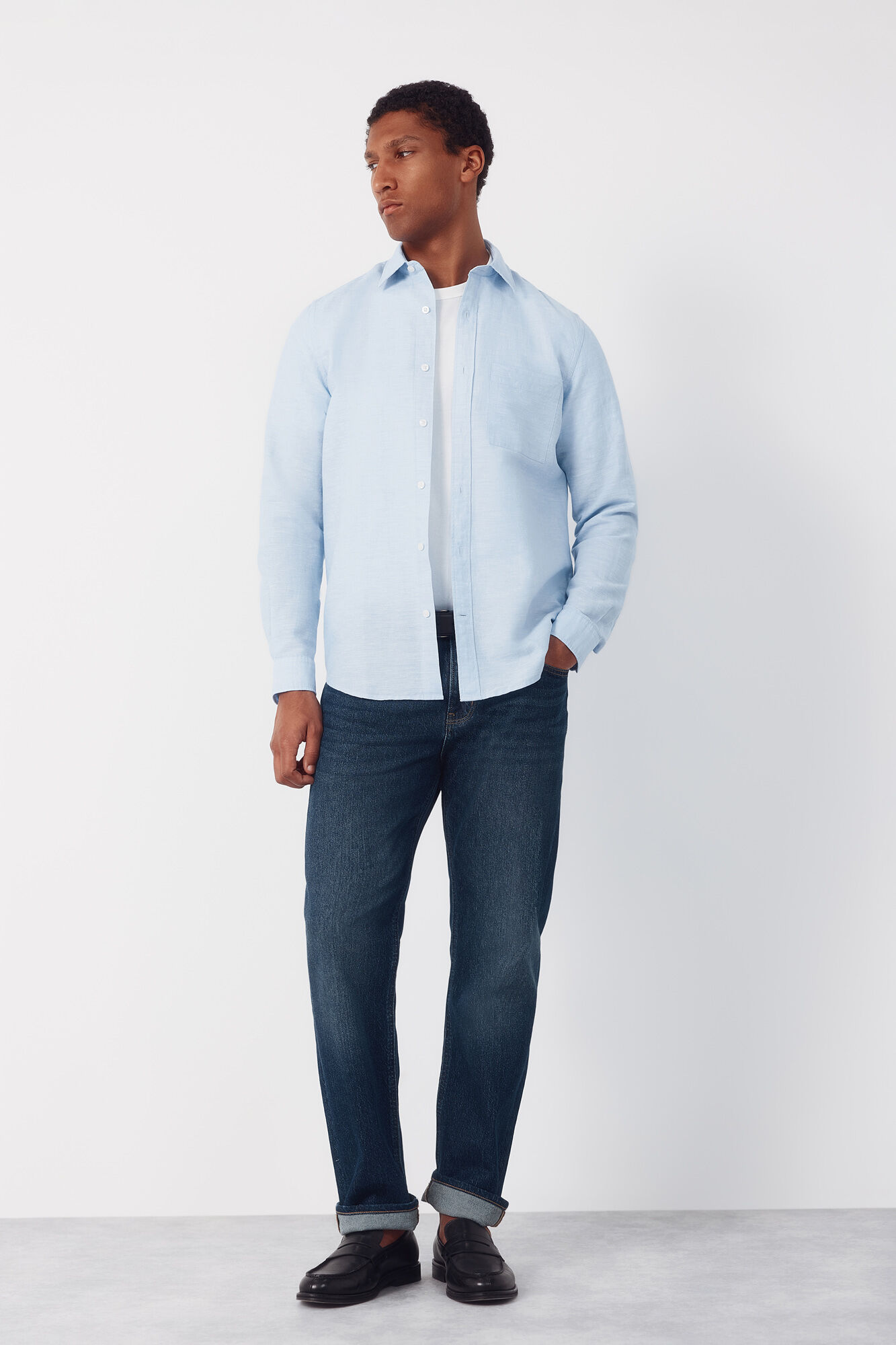 Cortefiel Plain linen cotton shirt