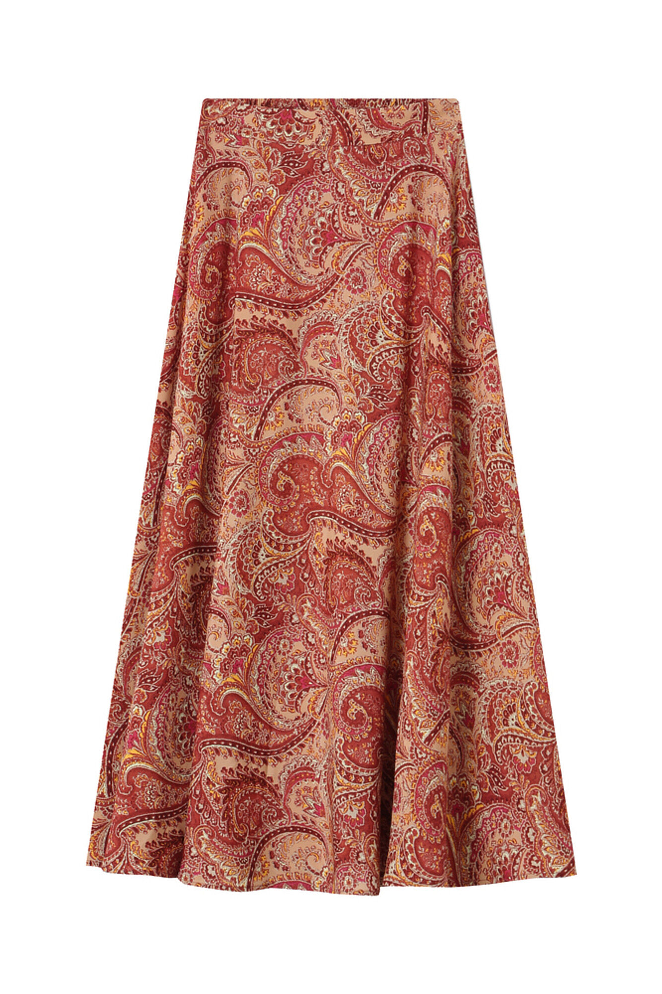 Grace & Mila Long flowing printed skirt with graphic motif Coral