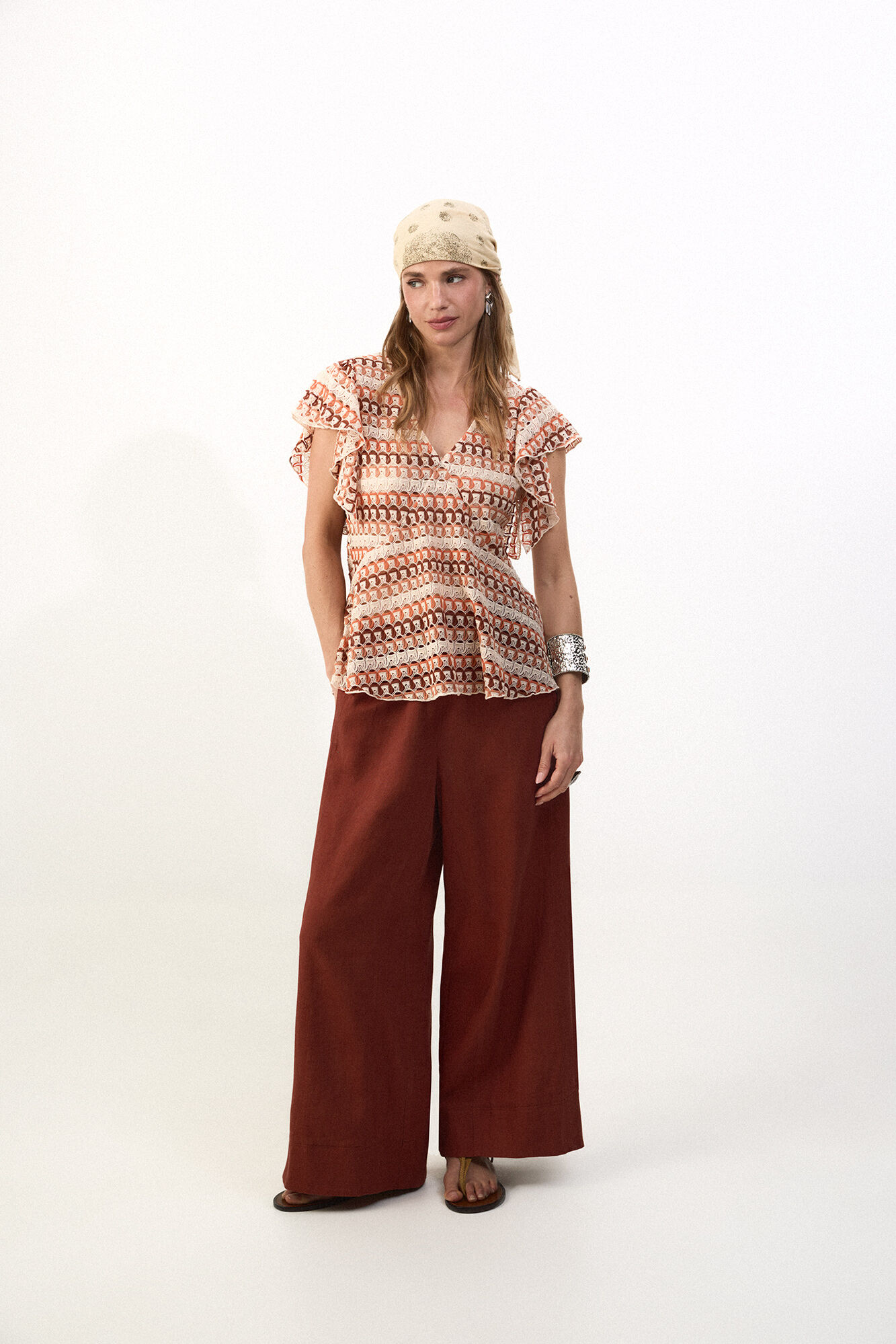 Slowlove Top estrutura multicolor Ecru