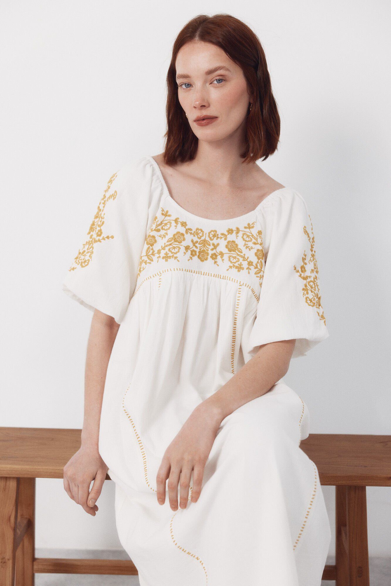 Cortefiel Embroidered dress