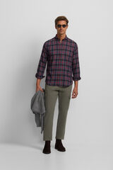 Silbon Camisa esportiva xadrez tartan bicolor Azul