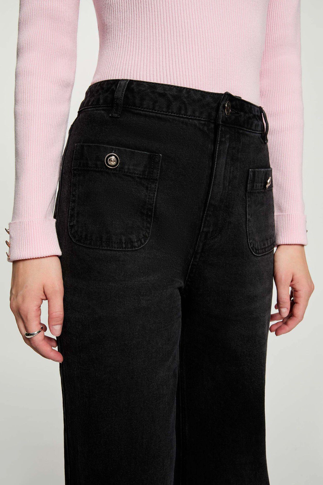 Morgan Jeans largos de cintura alta Cinzento