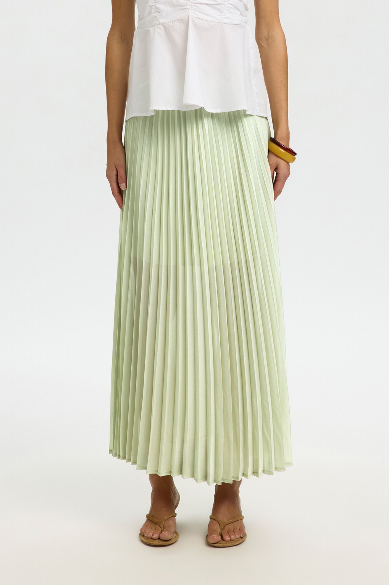 Selected Saia comprida plissada Verde