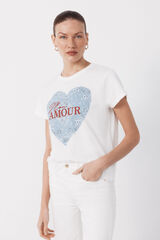 Cortefiel Positional print t-shirt Blue