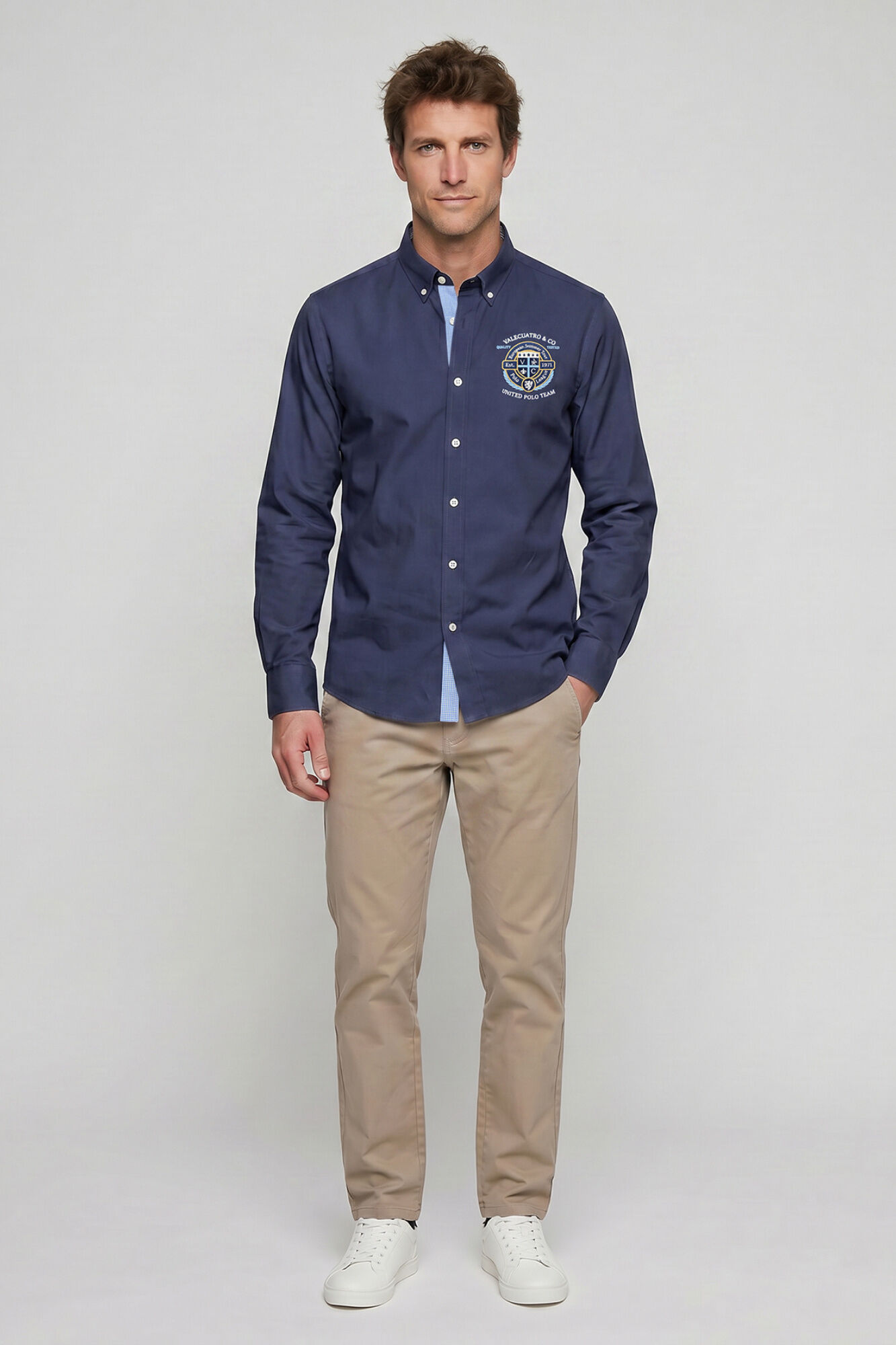Valecuatro Camisa semibordada United Polo Azul