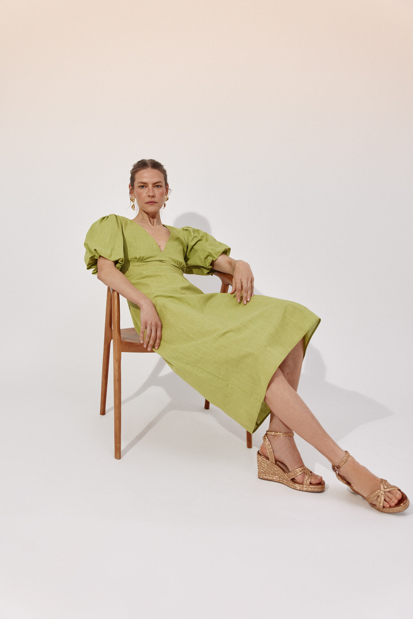 Cortefiel Floral print dress Green
