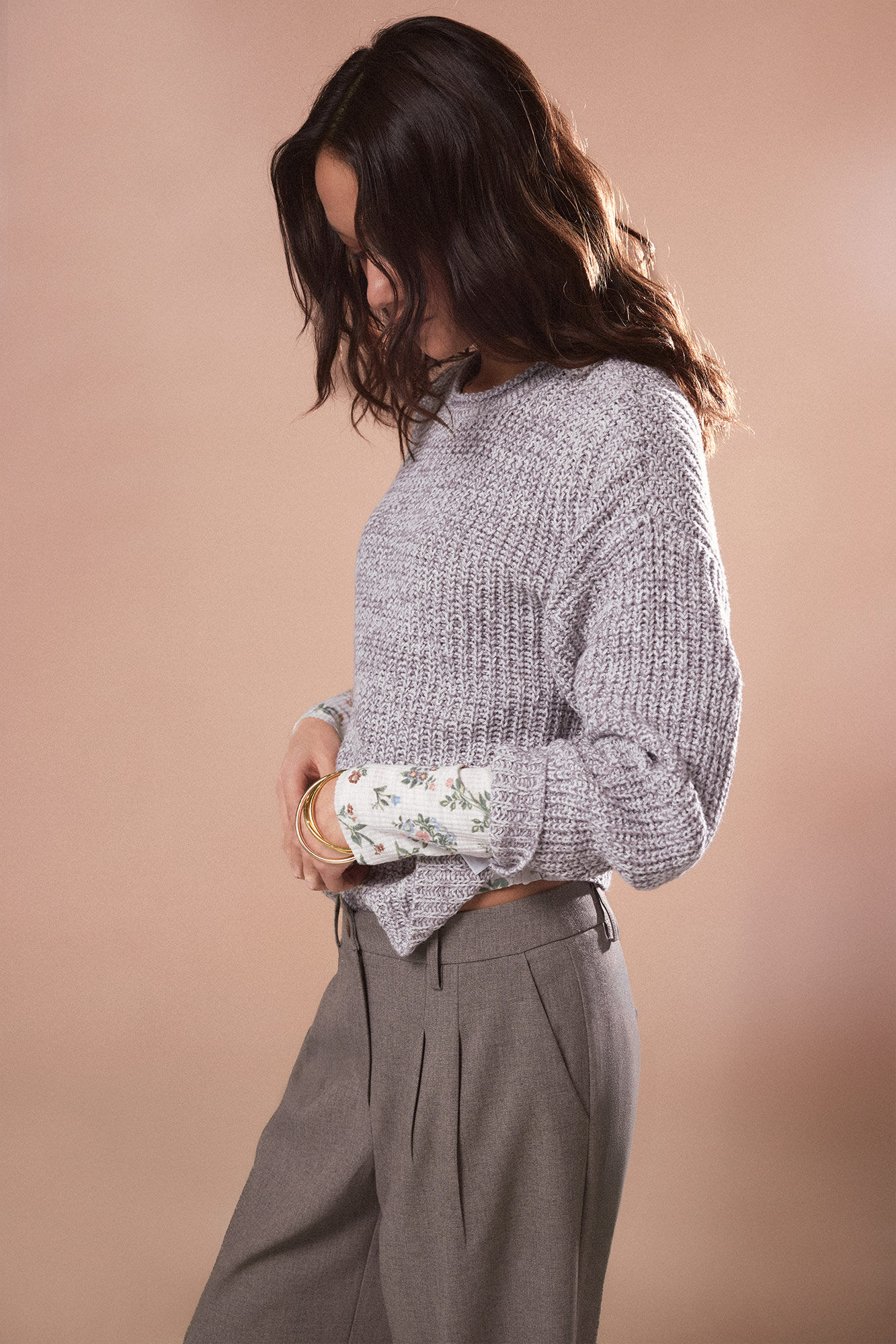 Slowlove Jersey punto perlado Cinzento