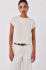 Cortefiel T-shirt com debrum duplo Ecru